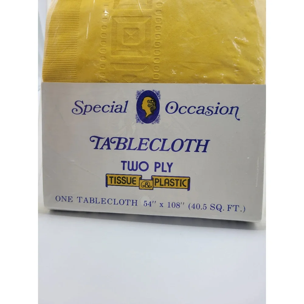 Vintage Special Occasions Tablecover 2‎ Ply Yellow 54 x 108 New in Package.